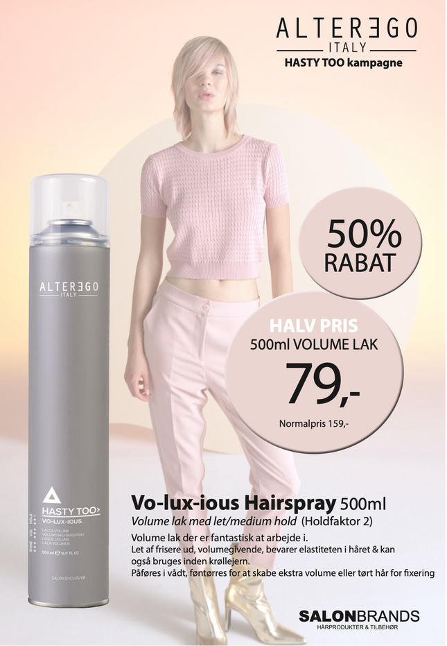 A5 Tilbudsseddel AE volouxios hairspray halv pris