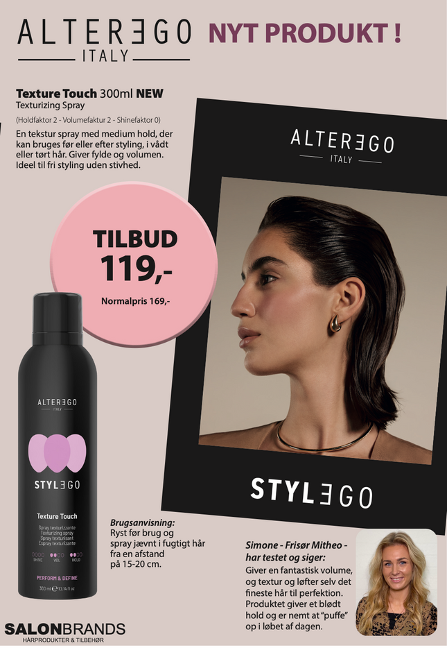 A5 Tilbudsseddel AlterEgo Texture Touch 119,-