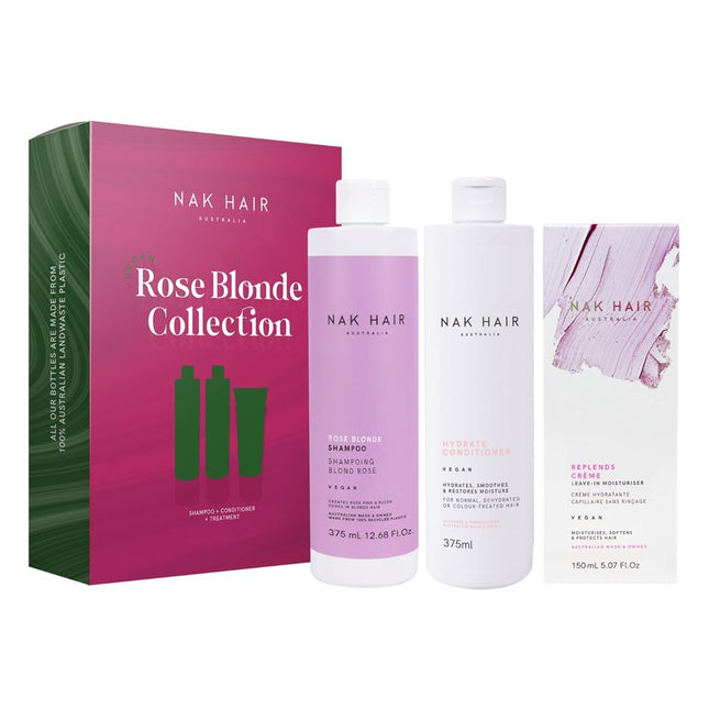 NAK roseblonde Trio gaveæske (shampoo+conditioner+replends)