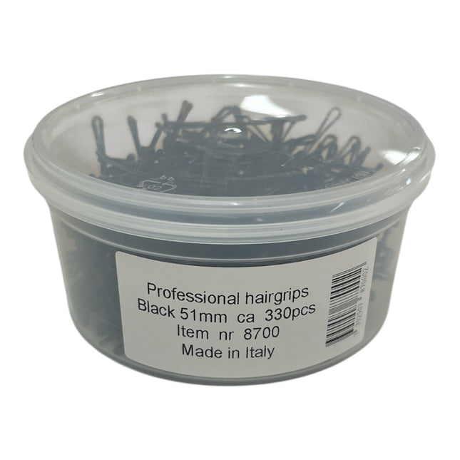 Hårklemmer 330 stk 5cm Sort rund