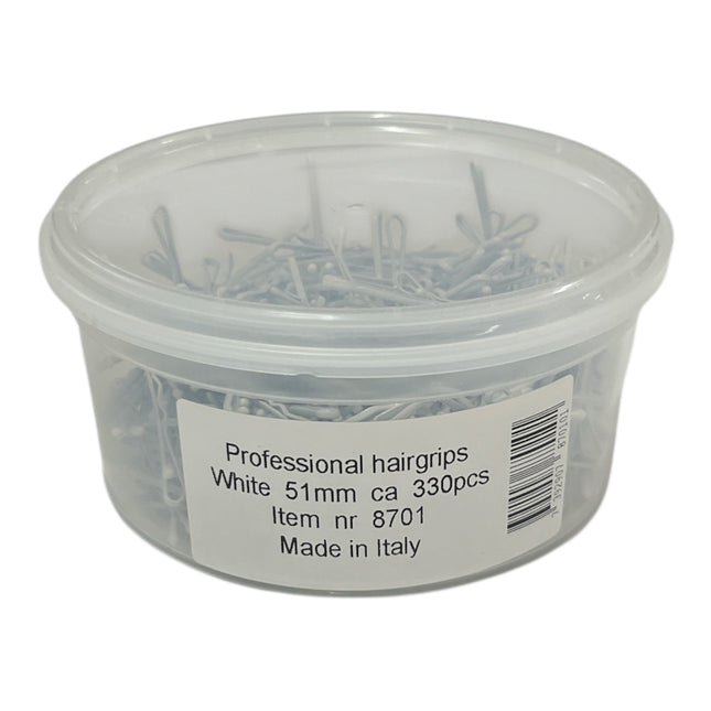 Hårklemmer 330 stk 5cm Hvid Rund