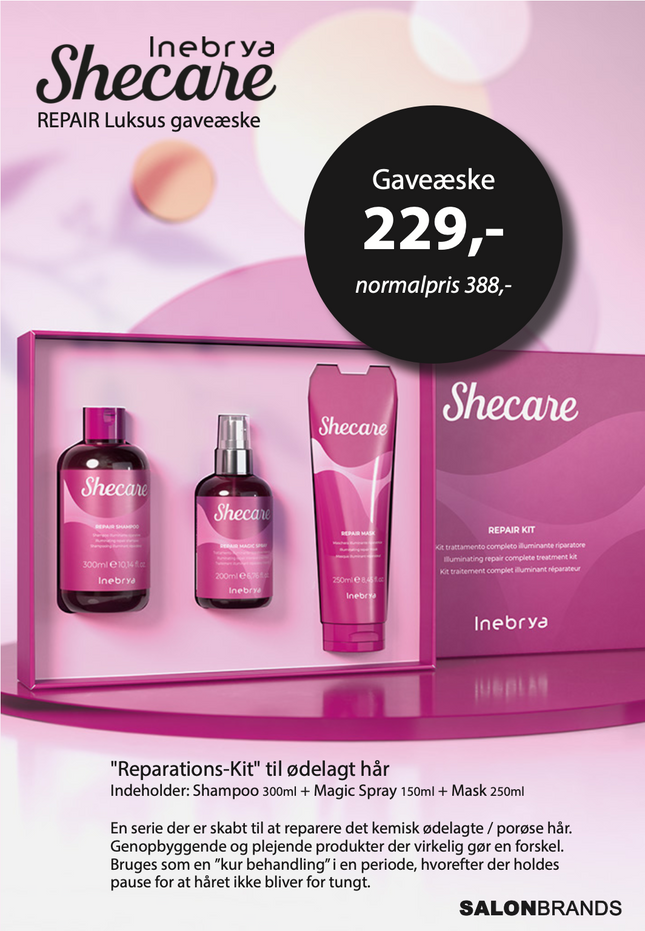 A5 Tilbudsseddel SheCare Repair luksusgaveæske kr. 229,-