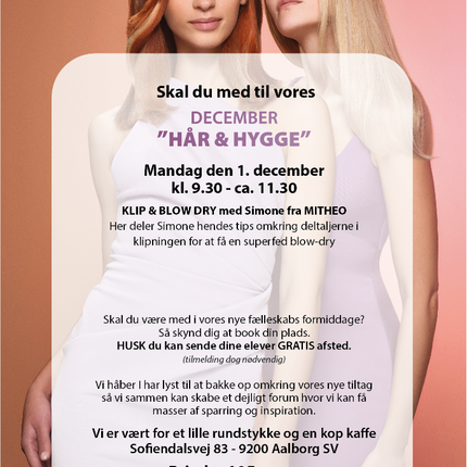 Klip & Blow-dry formiddag med Simone mandag 1. december kl. 9.30 - ca. 11.30
