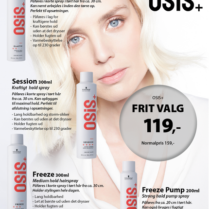 A5 Tilbudsseddel OSIS Hairspray ass. 119,-