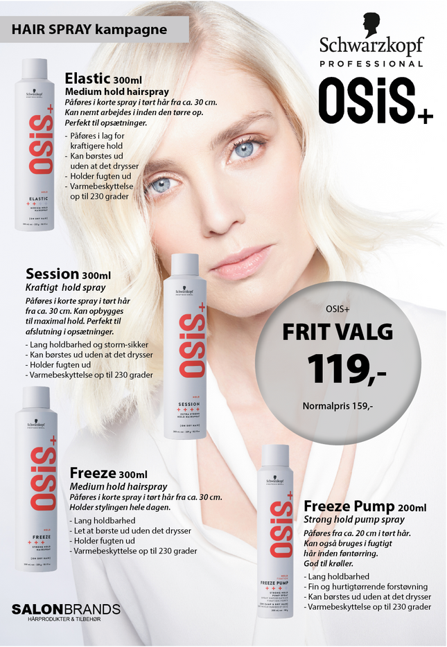 A5 Tilbudsseddel OSIS Hairspray ass. 119,-