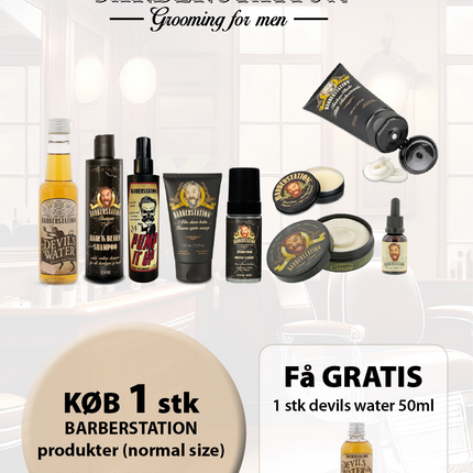 A5 Tilbudsseddel Barberstation incl. gratis devils water