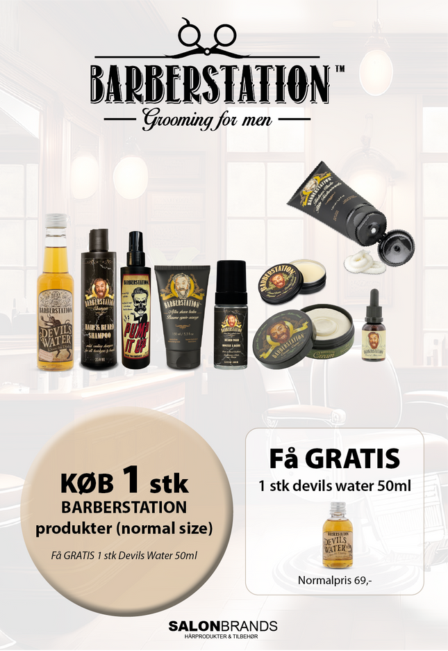 A5 Tilbudsseddel Barberstation incl. gratis devils water