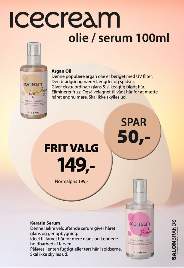 A5 Tilbudsseddel IceCream olie/serum 149,-