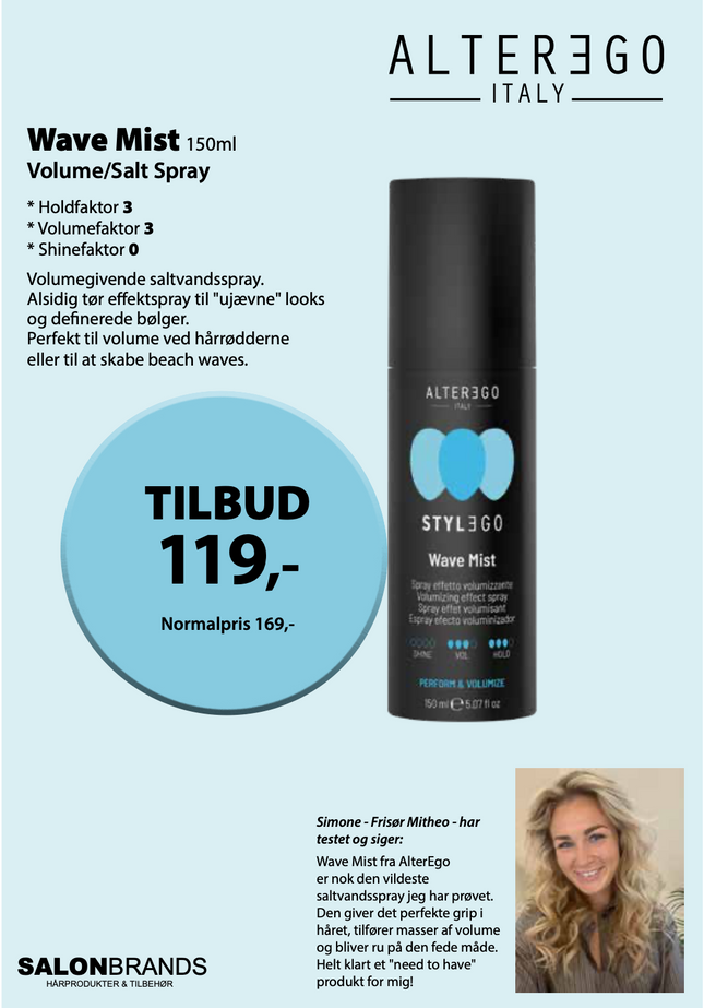 A5 Tilbudsseddel AlterEgo Wave Mist 119,- (tur 8)