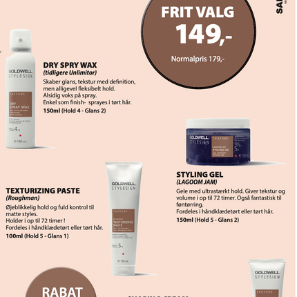 A5 Tilbudsseddel Goldwell StyleSign Texture Tilbud 149,- (Tur 6)