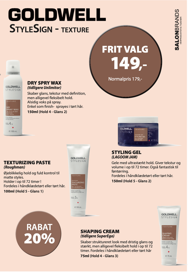 A5 Tilbudsseddel Goldwell StyleSign Texture Tilbud 149,- (Tur 6)