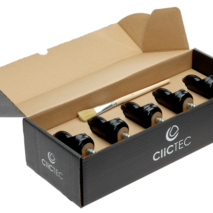 CLICTEC sorte luxus hjul til klippestol (5 stk i æske)