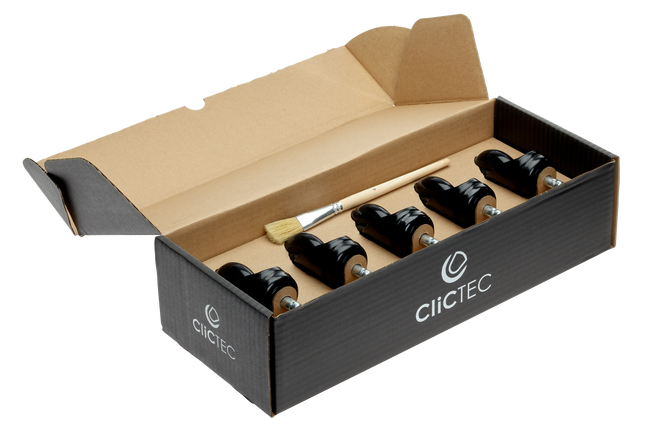 CLICTEC sorte luxus hjul til klippestol (5 stk i æske)