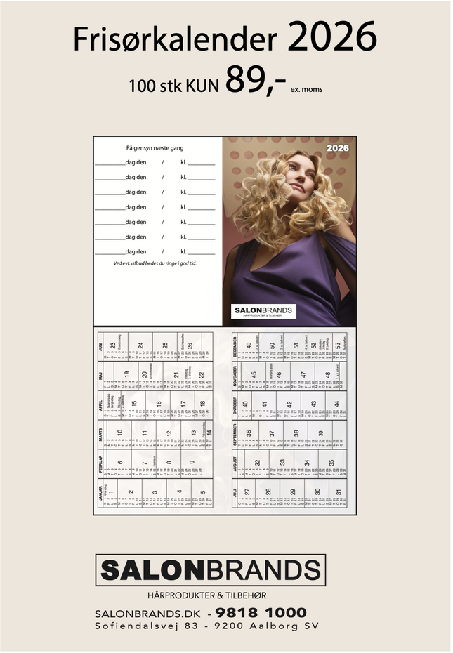 Frisørkalender 2026 100stk NEW