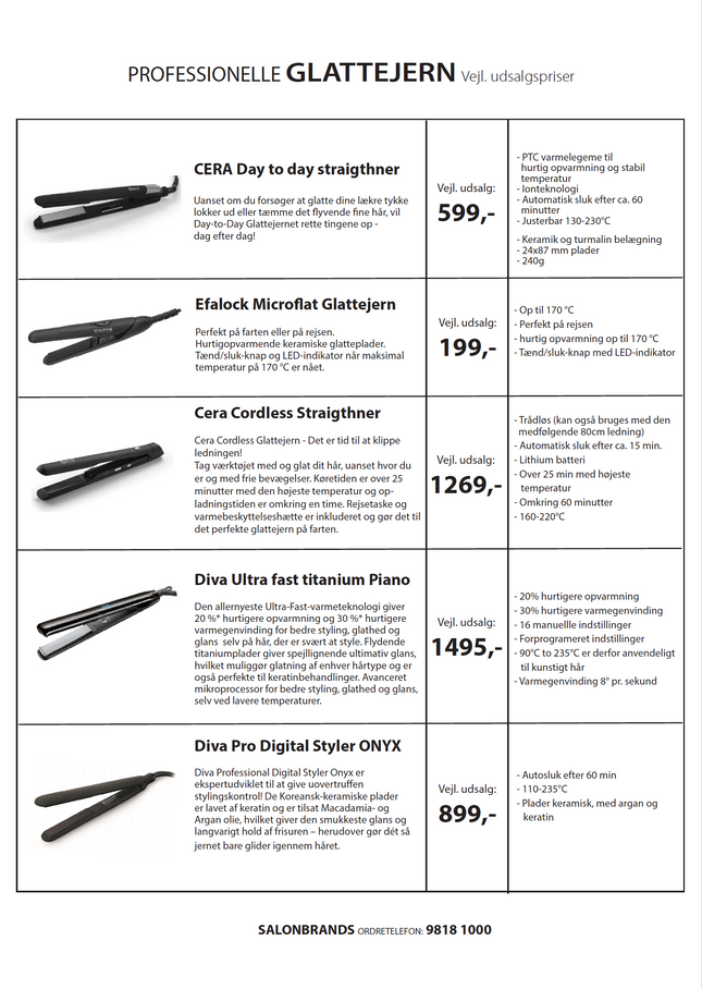 A4 seddel glattejern Vejl. pris til frisørens kunder