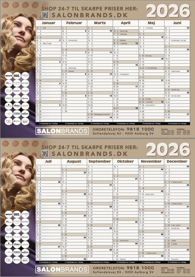 Vægkalender 2026 1. & 2. halvår A3 NEW